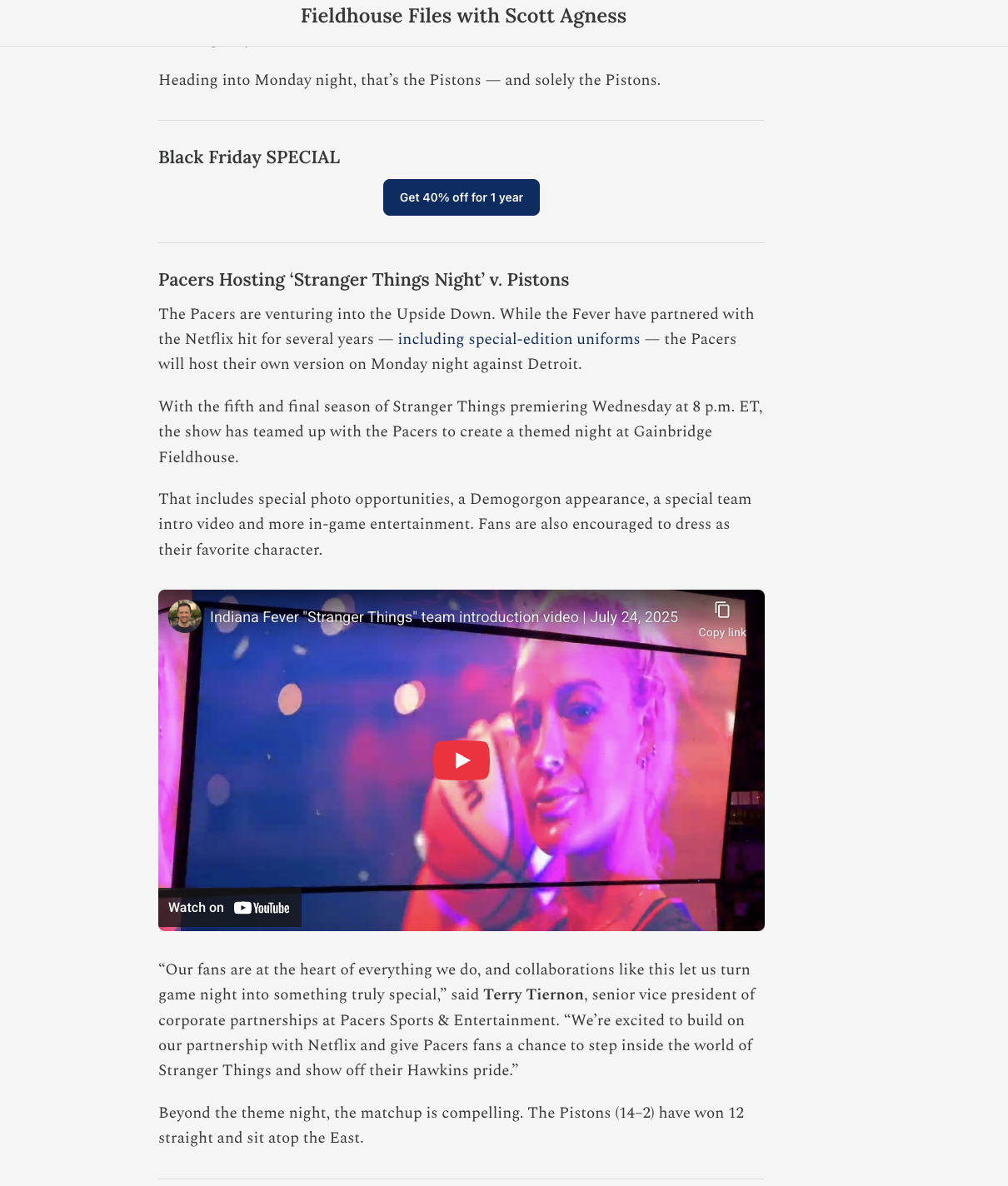 Fieldhouse Files - Article